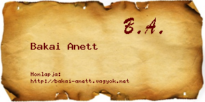 Bakai Anett névjegykártya